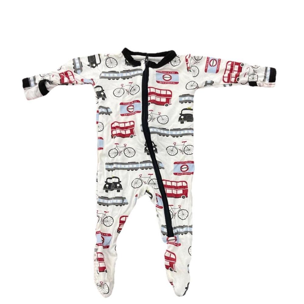 Kickee Pants NB Newborn Bamboo London Travel Card Pajamas Sleeper Footed H94